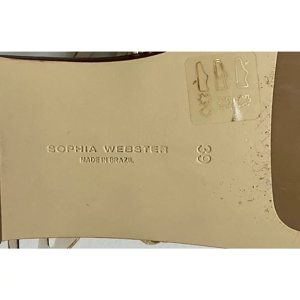 Sophia Webster Butterfly Wing Gold Talulah Silver Leather Flat Sandals 39 8.5 US